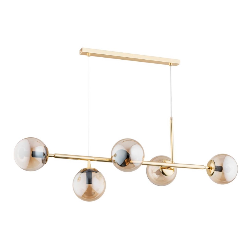 Hanglamp aan koord DANSA 5xE14/10W/230V gouden