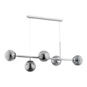 Hanglamp aan koord DANSA 5xE14/10W/230V grijs/glanzend chroom