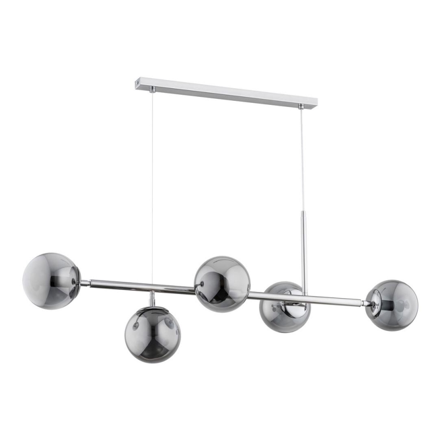 Hanglamp aan koord DANSA 5xE14/10W/230V grijs/glanzend chroom