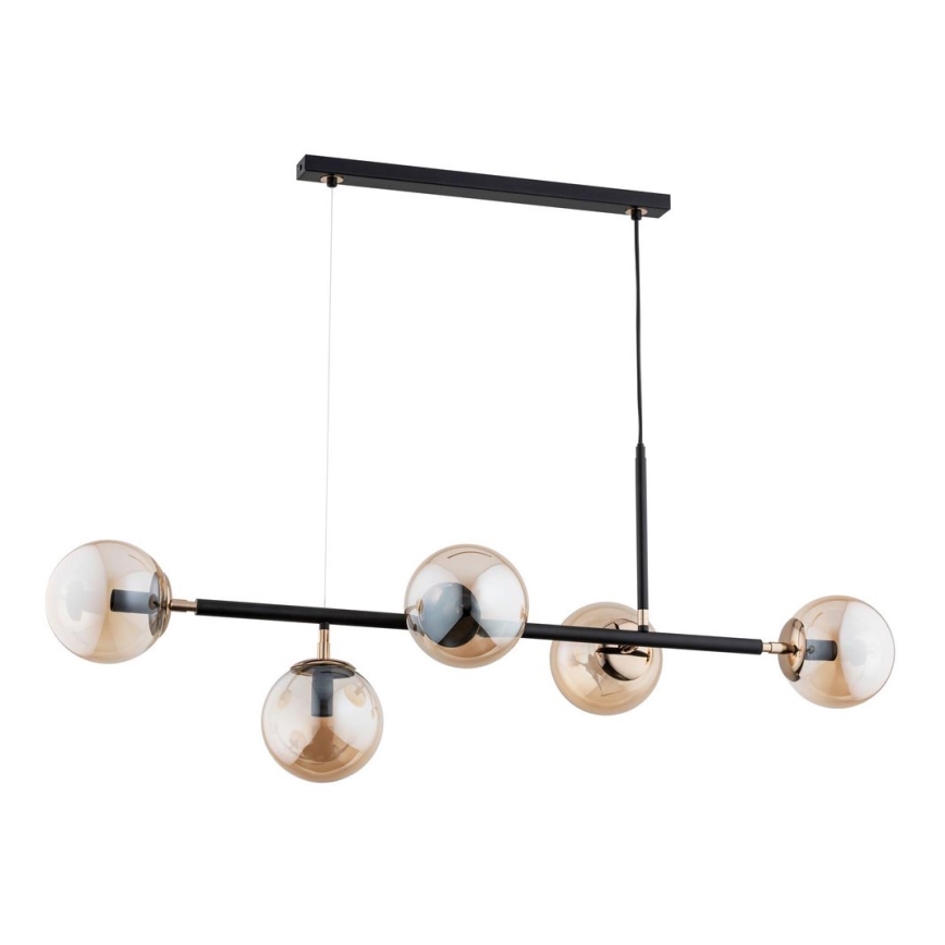 Hanglamp aan koord DANSA 5xE14/10W/230V messing/zwart