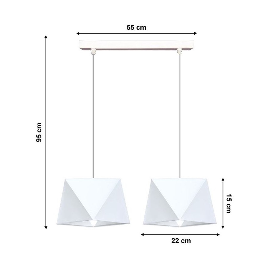 Hanglamp aan koord DIAMENT 2xE27/60W/230V wit