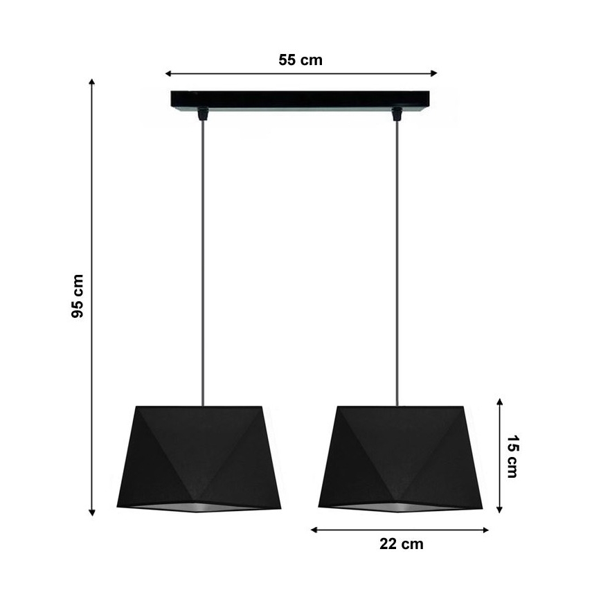 Hanglamp aan koord DIAMENT 2xE27/60W/230V zwart