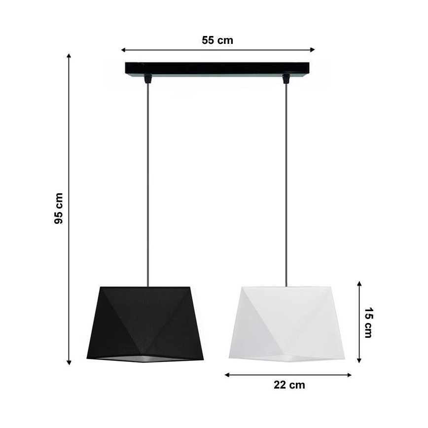 Hanglamp aan koord DIAMENT 2xE27/60W/230V zwart-wit