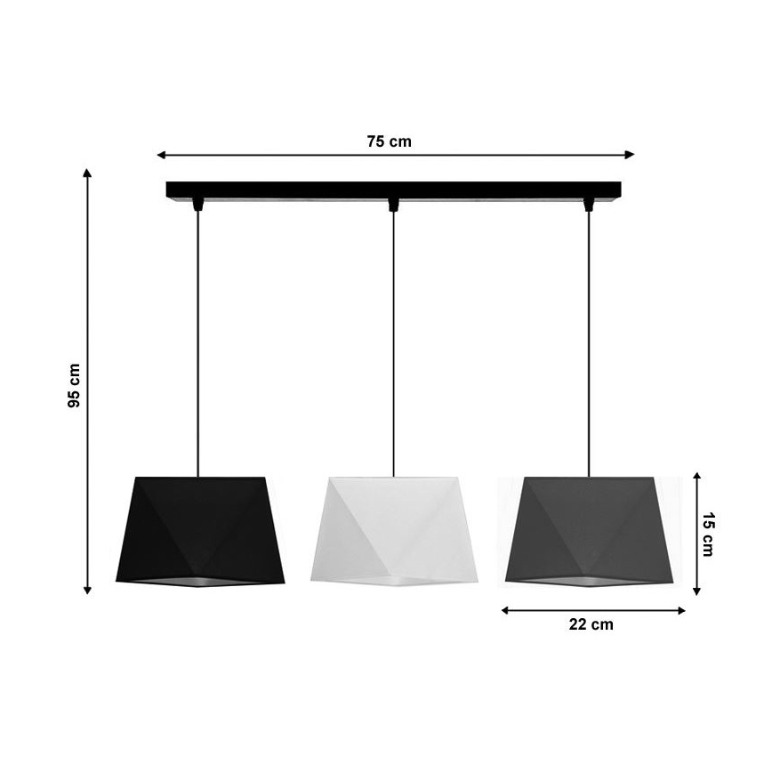 Hanglamp aan koord DIAMENT 3xE27/60W/230V