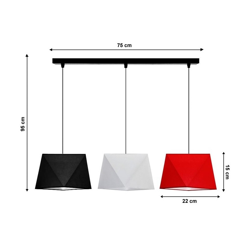 Hanglamp aan koord DIAMENT 3xE27/60W/230V
