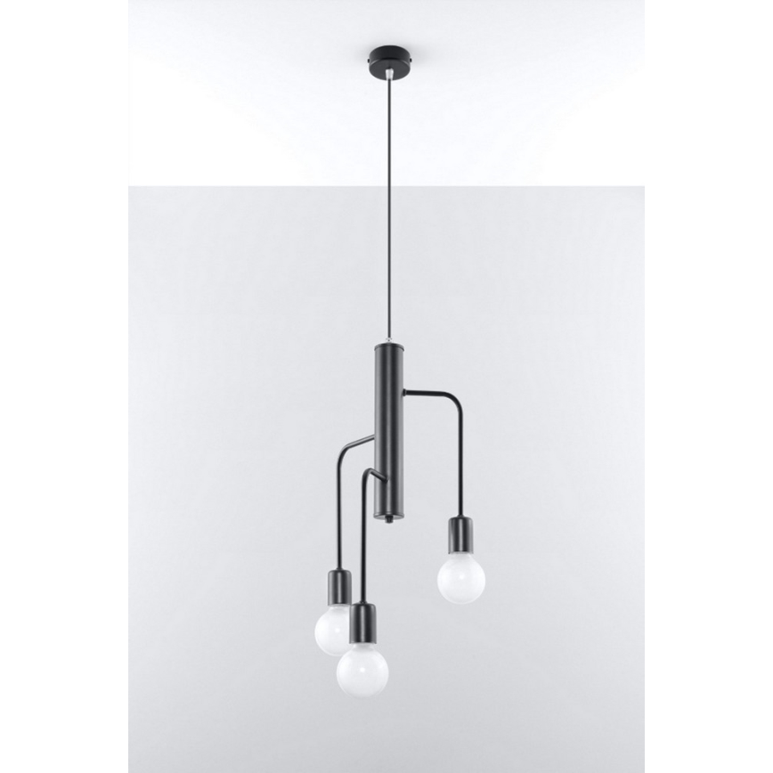 Hanglamp aan koord DUOMO 3M 3xE27/60W/230V zwart