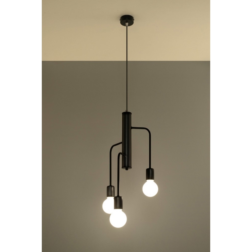 Hanglamp aan koord DUOMO 3M 3xE27/60W/230V zwart