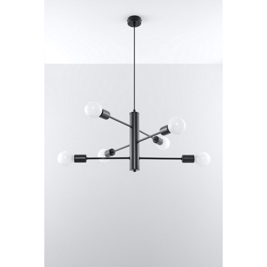 Hanglamp aan koord DUOMO 6 6xE27/60W/230V zwart