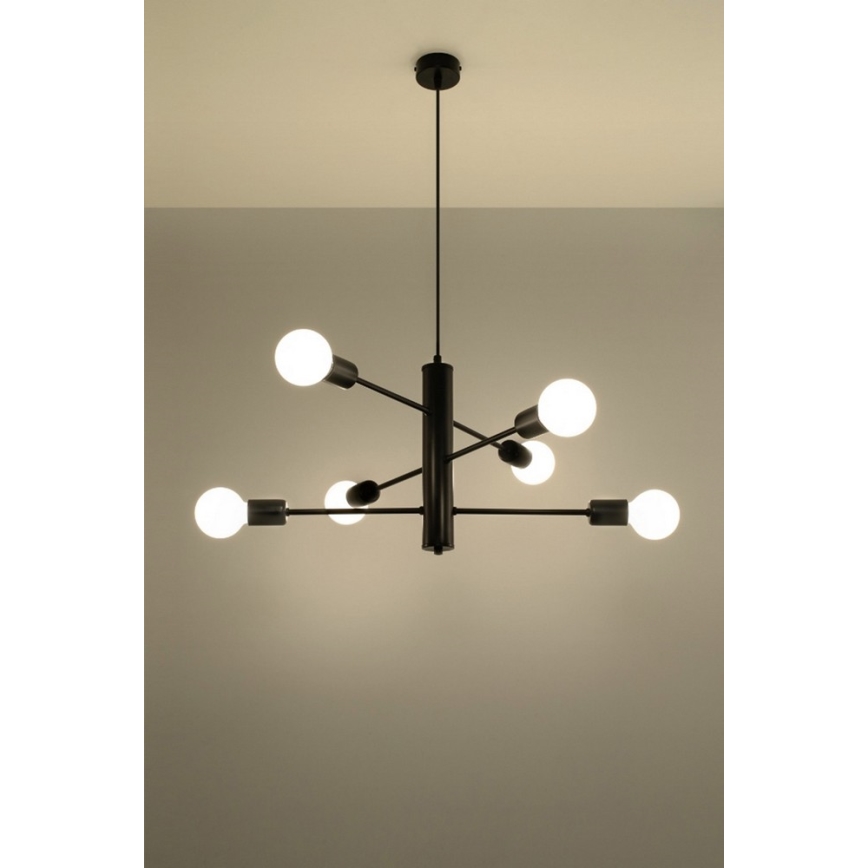 Hanglamp aan koord DUOMO 6 6xE27/60W/230V zwart