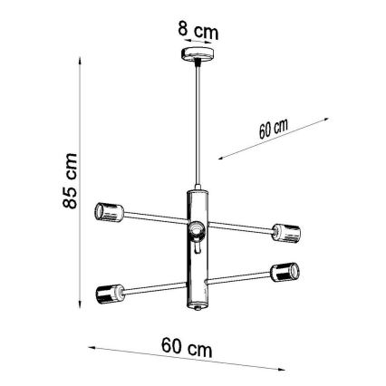 Hanglamp aan koord DUOMO 6 6xE27/60W/230V zwart