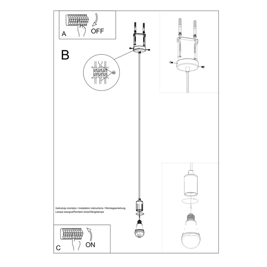 Hanglamp aan koord EDISON 1xE27/60W/230V zwart