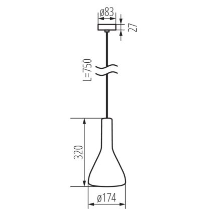 Hanglamp aan koord ETISSA 1xE27/40W/230V