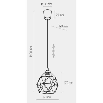 Hanglamp aan koord GALAXY 1xE27/60W/230V