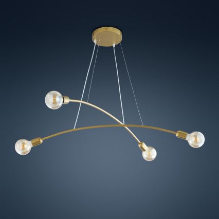 Hanglamp aan koord HELIX 4xE27/60W/230V gouden