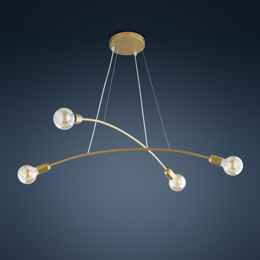 Hanglamp aan koord HELIX 4xE27/60W/230V gouden