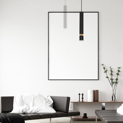 Hanglamp aan koord JOKER BLACK WOOD 1xGU10/8W/230V