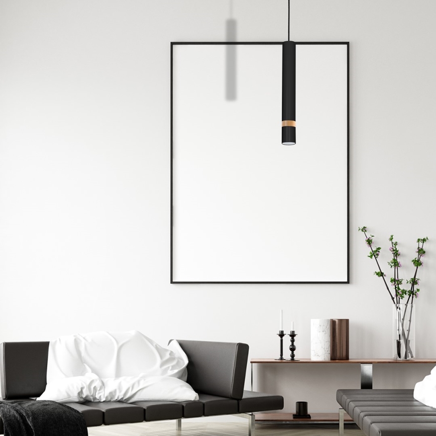 Hanglamp aan koord JOKER BLACK WOOD 1xGU10/8W/230V