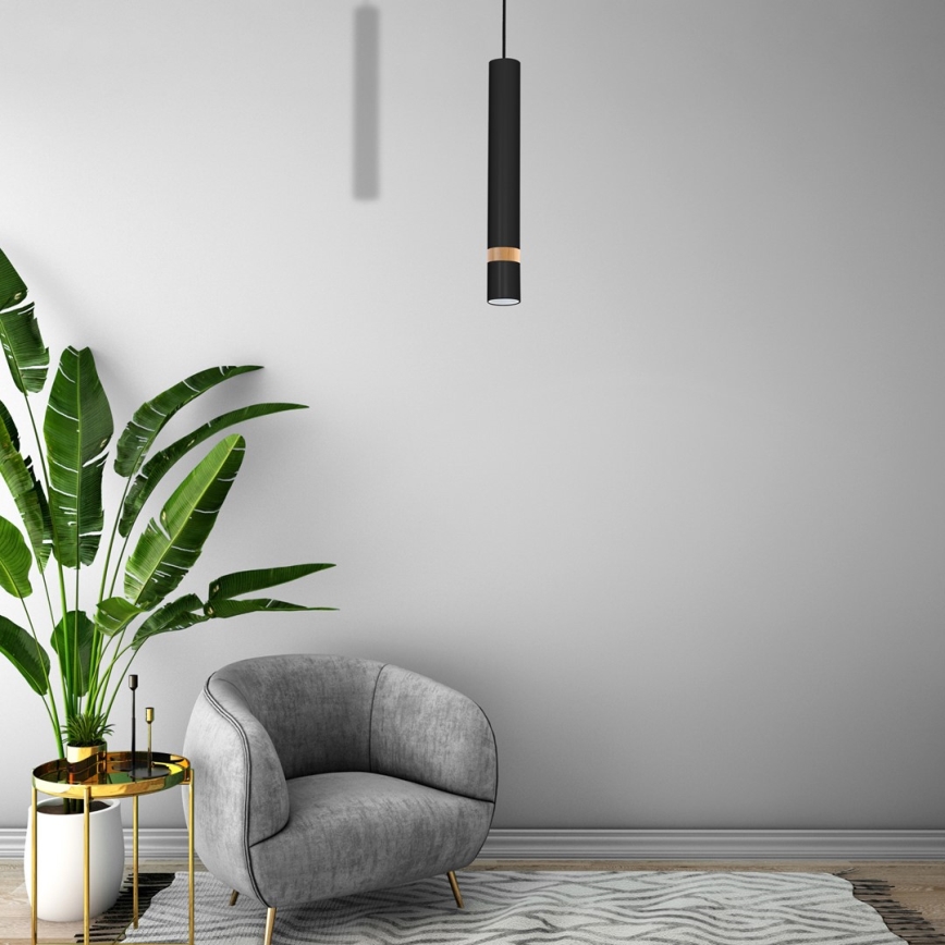 Hanglamp aan koord JOKER BLACK WOOD 1xGU10/8W/230V