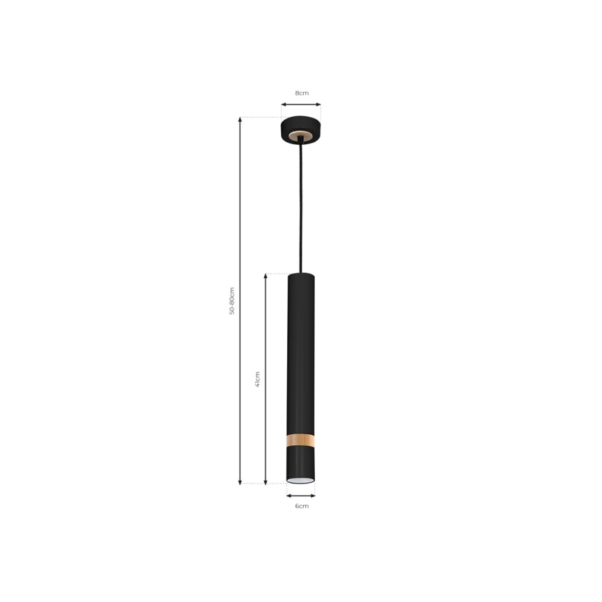 Hanglamp aan koord JOKER BLACK WOOD 1xGU10/8W/230V