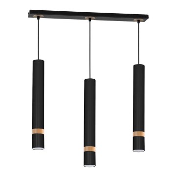 Hanglamp aan koord JOKER BLACK WOOD 3xGU10/8W/230V