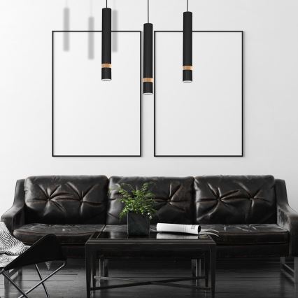 Hanglamp aan koord JOKER BLACK WOOD 3xGU10/8W/230V