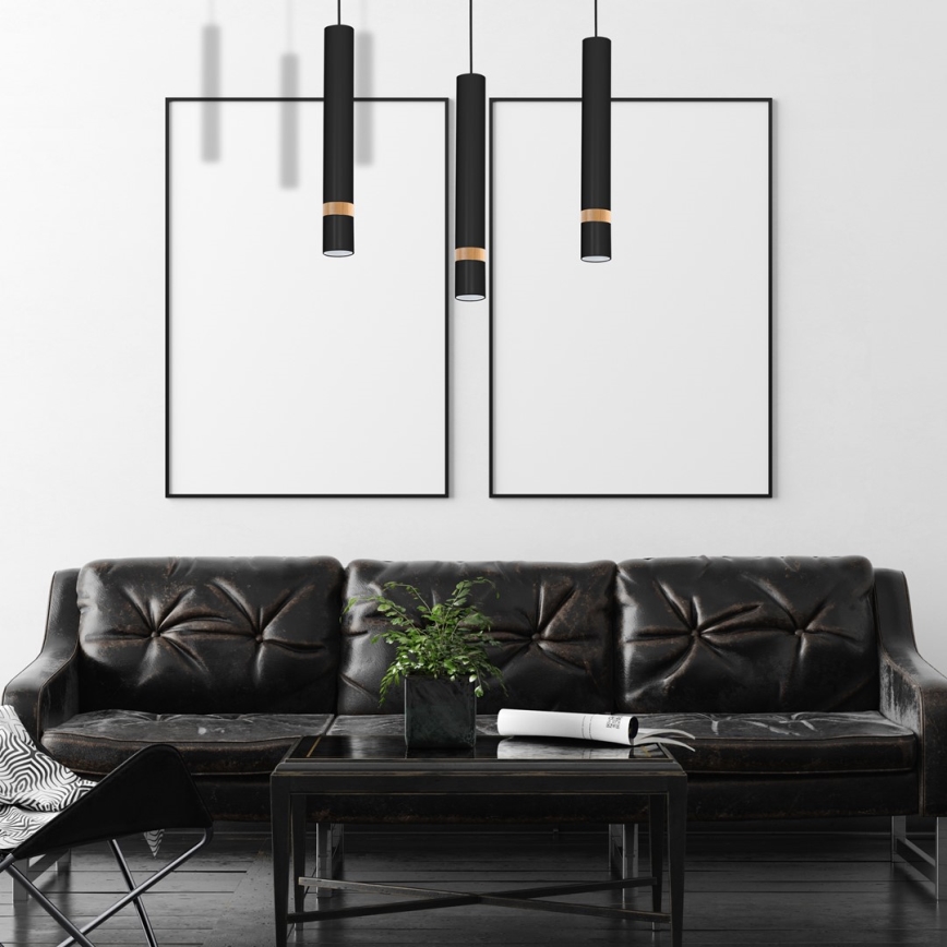 Hanglamp aan koord JOKER BLACK WOOD 3xGU10/8W/230V