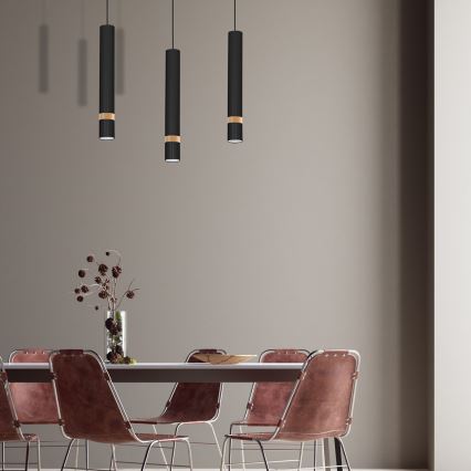Hanglamp aan koord JOKER BLACK WOOD 3xGU10/8W/230V