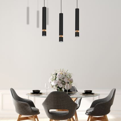 Hanglamp aan koord JOKER BLACK WOOD 3xGU10/8W/230V