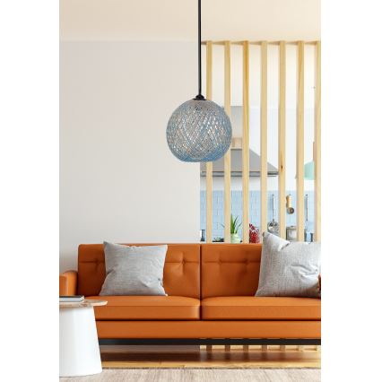 Hanglamp aan koord JUTE 1xE27/60W/230V blauw