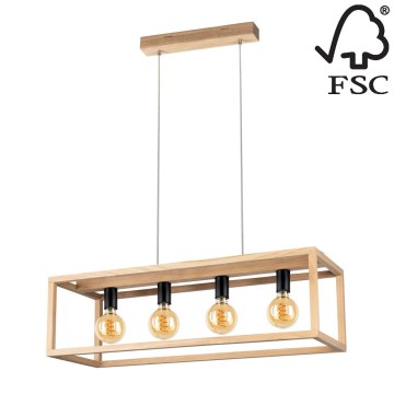 Hanglamp aan koord KAGO 4xE27/60W/230V mat eiken - FSC-gecertificeerd