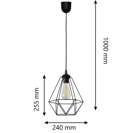Hanglamp aan koord KARO 1x E27 / 15W / 230V