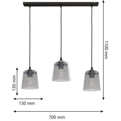 Hanglamp aan koord LUCEA 3x E27 / 15W / 230V