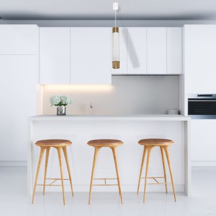 Hanglamp aan koord Marble white/brass 1xGU10/8W/230V