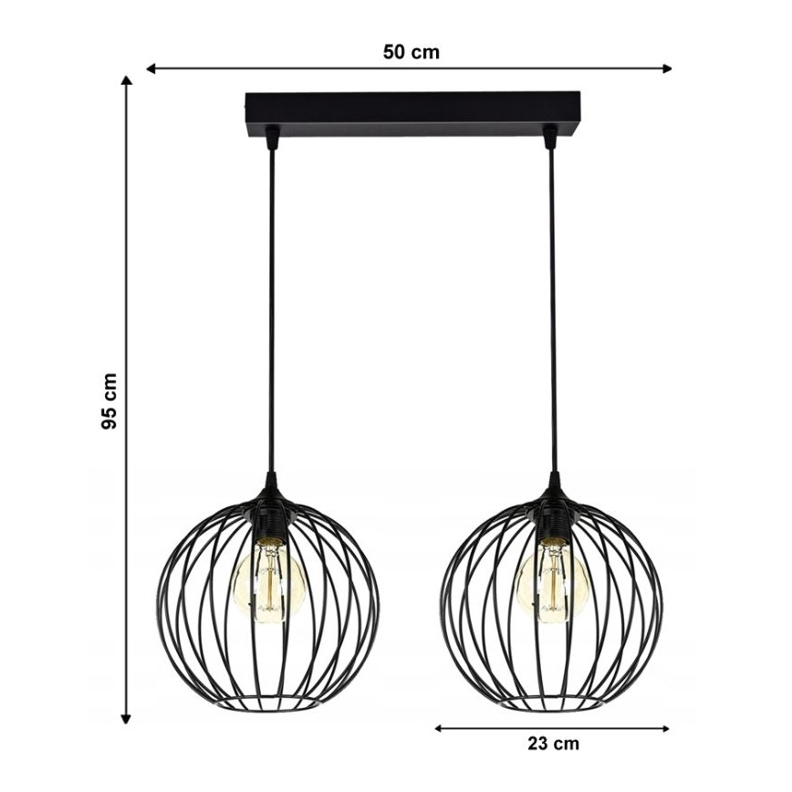 Hanglamp aan koord MATT 2xE27/60W/230V