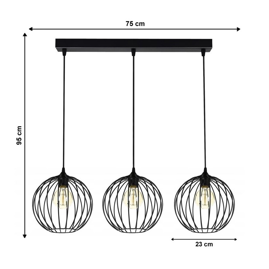Hanglamp aan koord MATT 3xE27/60W/230V