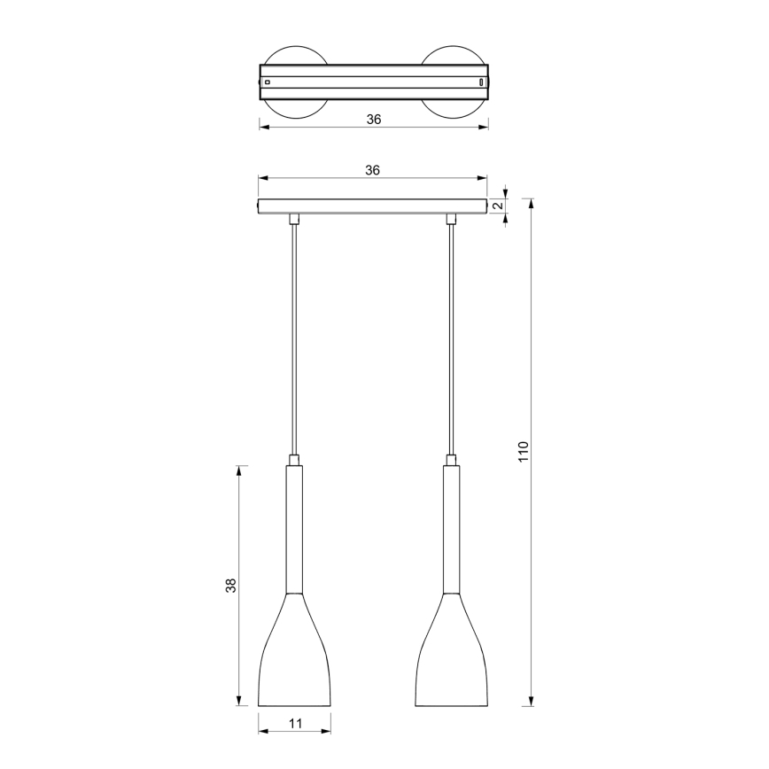 Hanglamp aan koord MUZA 2xE27/60W/230V