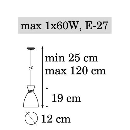 Hanglamp aan koord NAOMI 1xE27/60W/230V