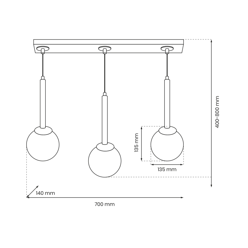 Hanglamp aan koord PARMA 3xE14/40W/230V