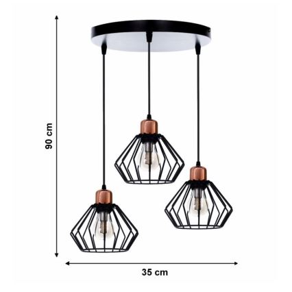 Hanglamp aan koord PORTO 3xE27/40W/230V