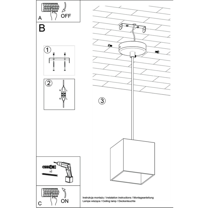 Hanglamp aan koord QUAD 1 1xGU10/40W/230V wit