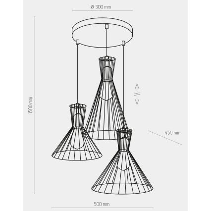 Hanglamp aan koord SAHARA 3xE27/60W/230V