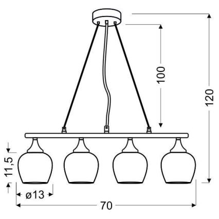 Hanglamp aan koord SIRIUS 4xE27/60W/230V