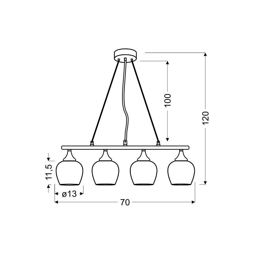 Hanglamp aan koord SIRIUS 4xE27/60W/230V