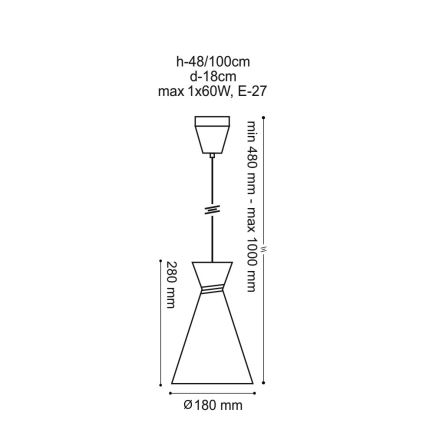 Hanglamp aan koord TOKYO 1xE27/60W/230V