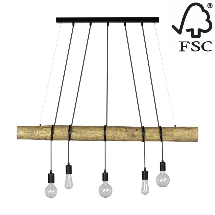 Hanglamp aan koord TRABO 5xE27/60W/230V - FSC-gecertificeerd