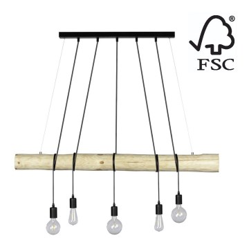 Hanglamp aan koord TRABO 5xE27/60W/230V grenen - FSC-gecertificeerd