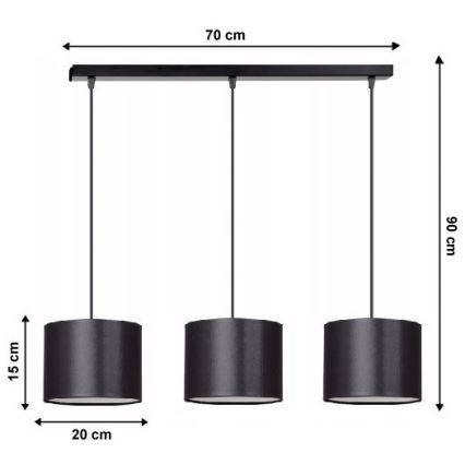 Hanglamp aan koord TUZ 3xE27/60W/230V