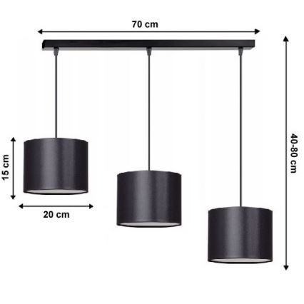 Hanglamp aan koord TUZ 3xE27/60W/230V