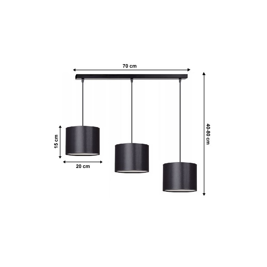 Hanglamp aan koord TUZ 3xE27/60W/230V