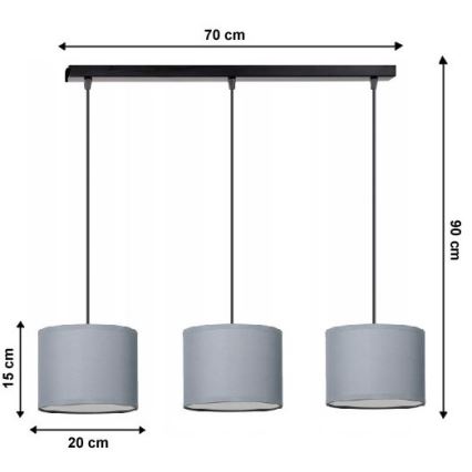 Hanglamp aan koord TUZ 3xE27/60W/230V